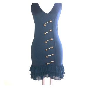 Blue Marching Band Style Ruffle Dress